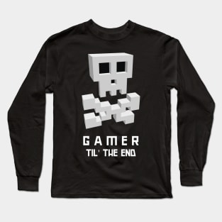 Gamer Til' The End Skull 8-bit Long Sleeve T-Shirt